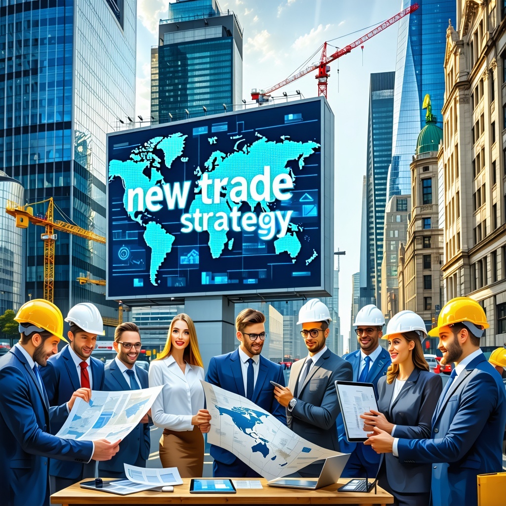 The image depicts a bustling urban landscape with a mix of modern skyscrapers and historic buildings symbolizing the dynamic business environment of the UK In the foreground a diverse group of professionals including engineers and businesspeople enga