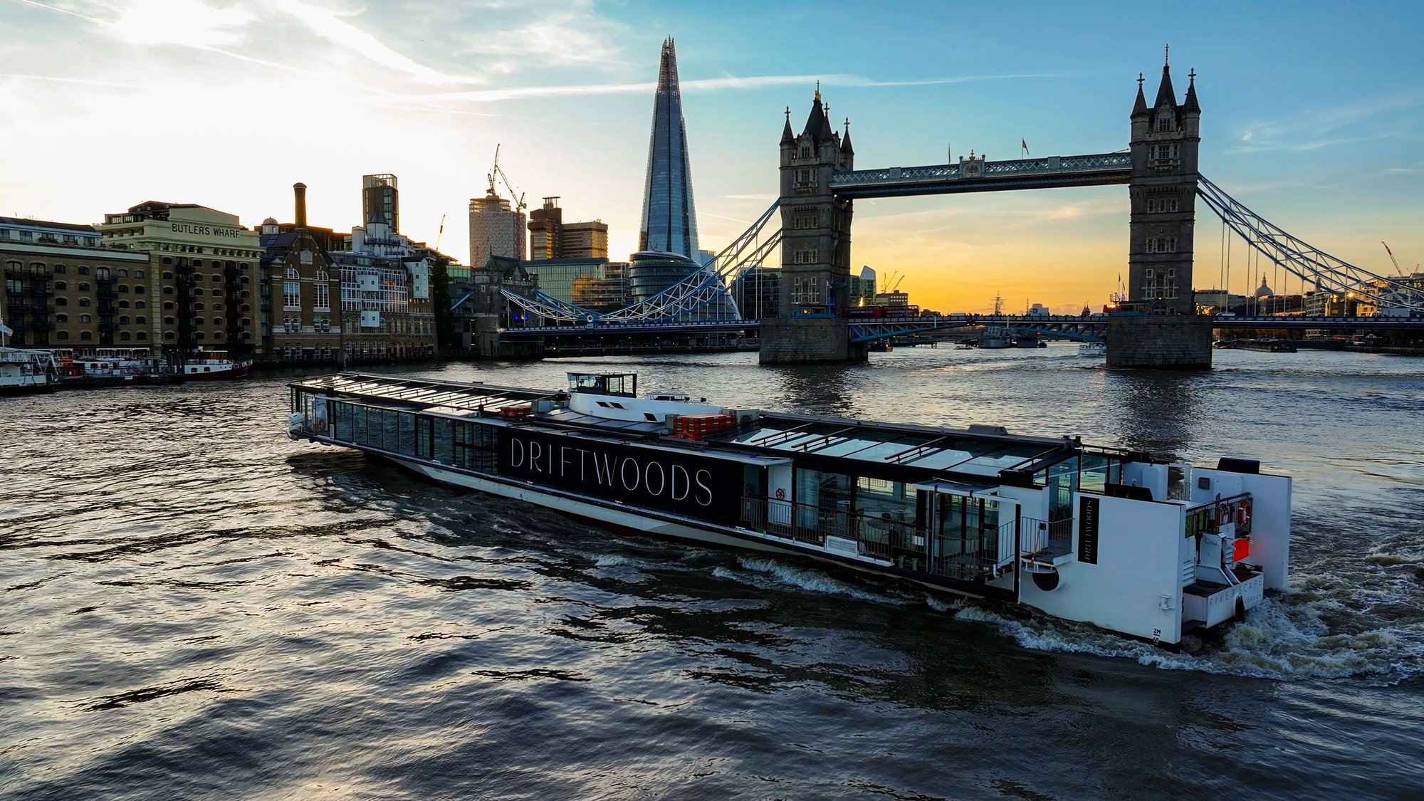 Driftwoods at Tower Bridge (photo credit - Joe Maw (London Drone Works))