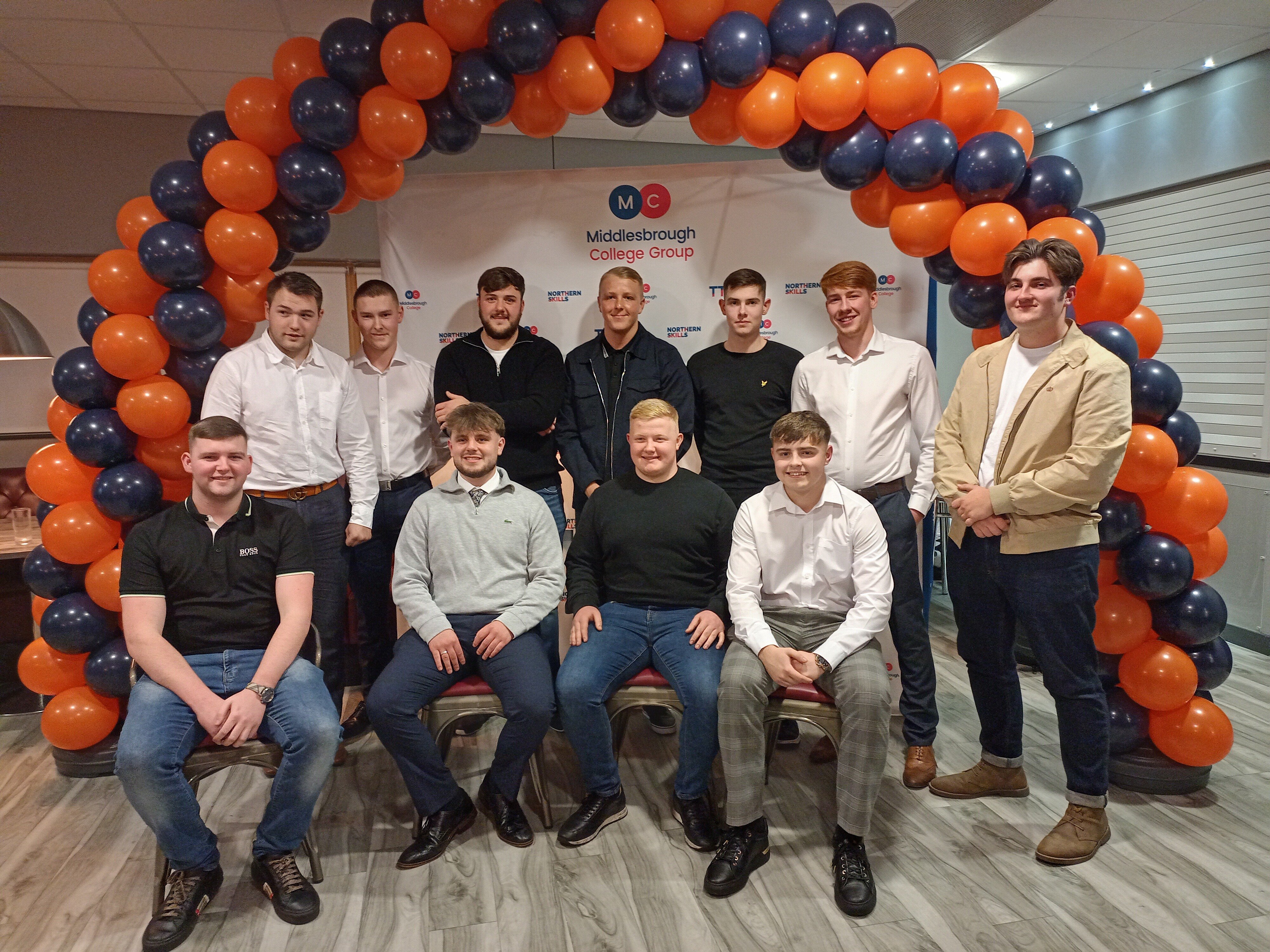 Some of British Steels apprentices who have been given full-time roles with the business on Teesside.